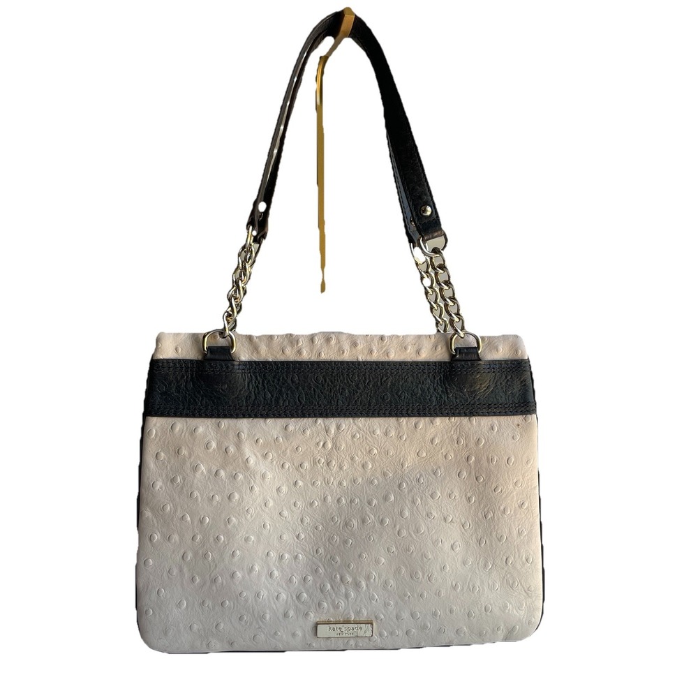Kate Spade New York Darcy Road Trip Cream‎ Shoulder Satchel Bag Ostrich Embossed - Picture 2 of 16